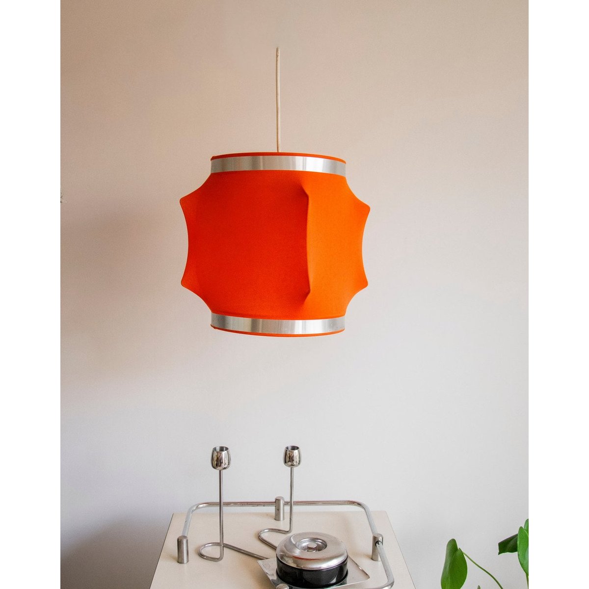 Suspension rétro en tissu orange Sonia N°314 - Bon état orange, DEBONGOUT