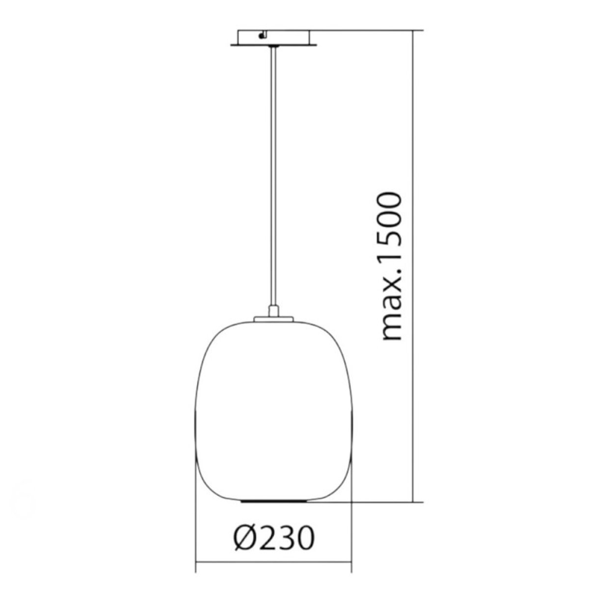 Suspension verre opale Jap noir D23 blanc, MILLUMINE