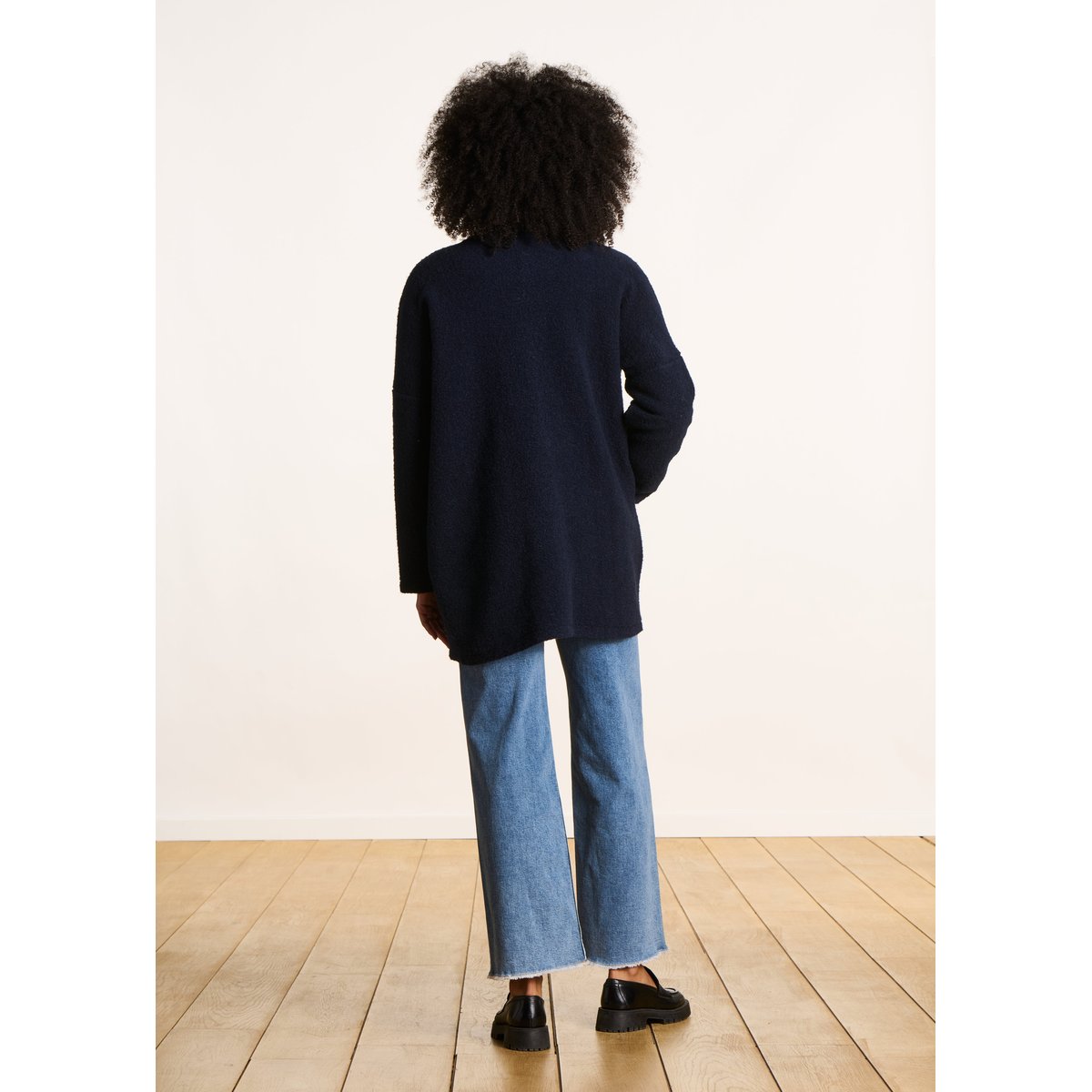 Manteau mi-saison en laine mélangée marine, LA FEE MARABOUTEE