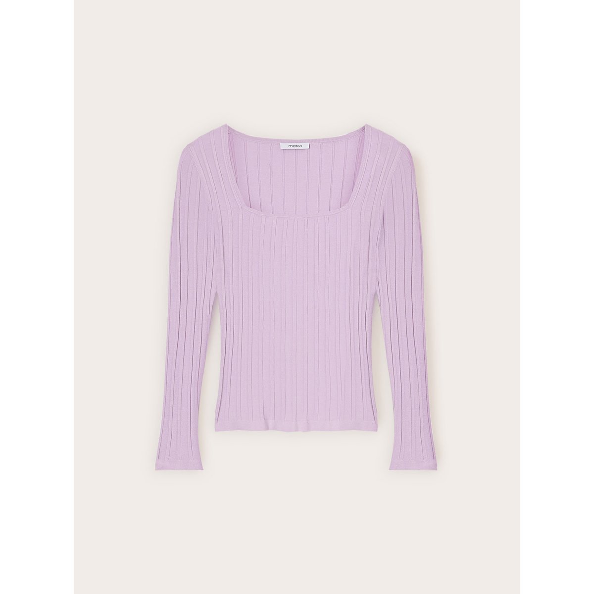 Pull côtelé à encolure carrée violet, MOTIVI