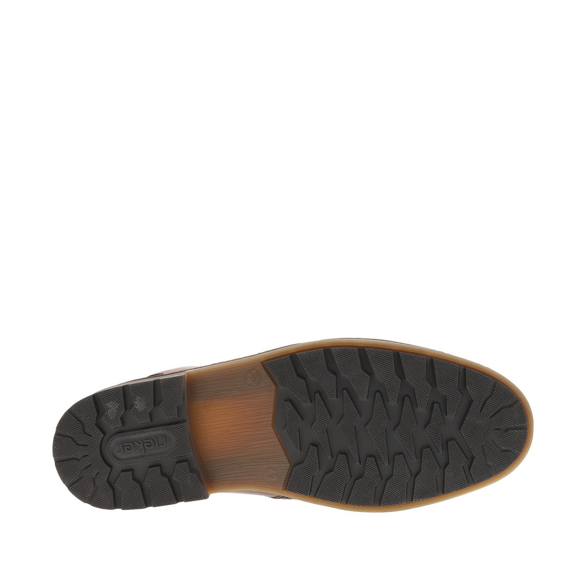 Bottines en cuir à talon plat avec un zip et des lacets ronds cognac, RIEKER