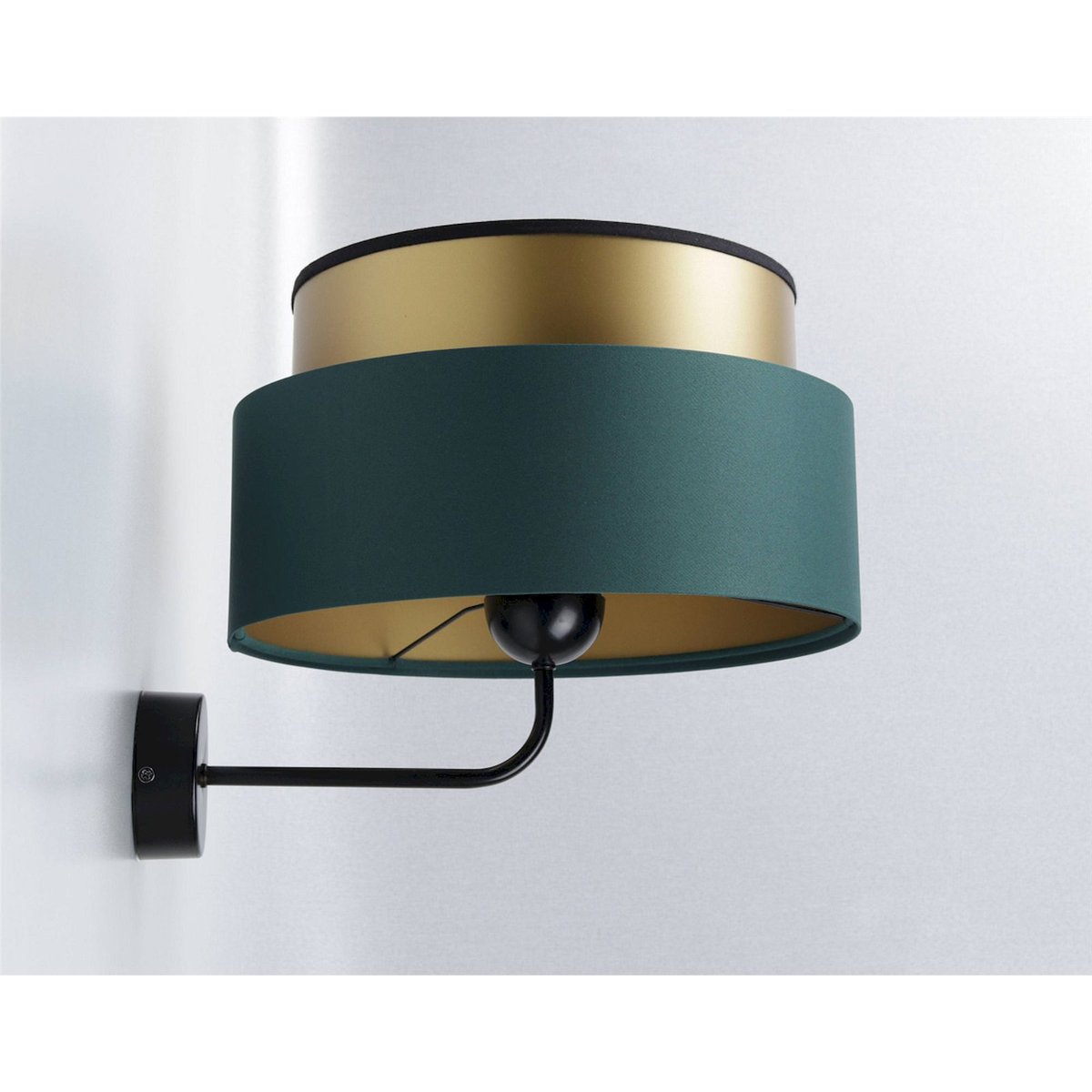 Applique murale ronde, COLLECTION DUO ELEGANT vert bouteille et intérieur doré, BPS KONCEPT