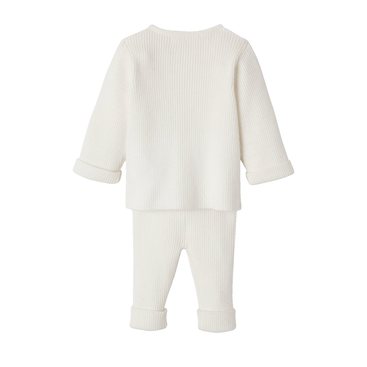 Ensemble bébé mixte gilet pantalon en tricot blanc, VERTBAUDET