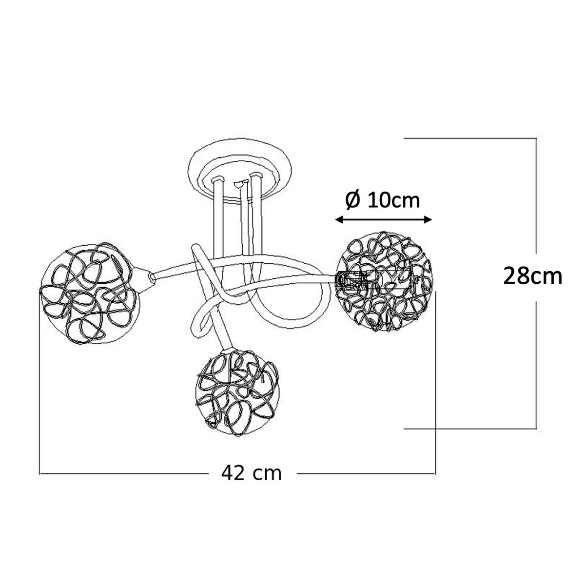 Plafonnier design à branches incurvées - APHYSE argenté / chromé, KOSILUM