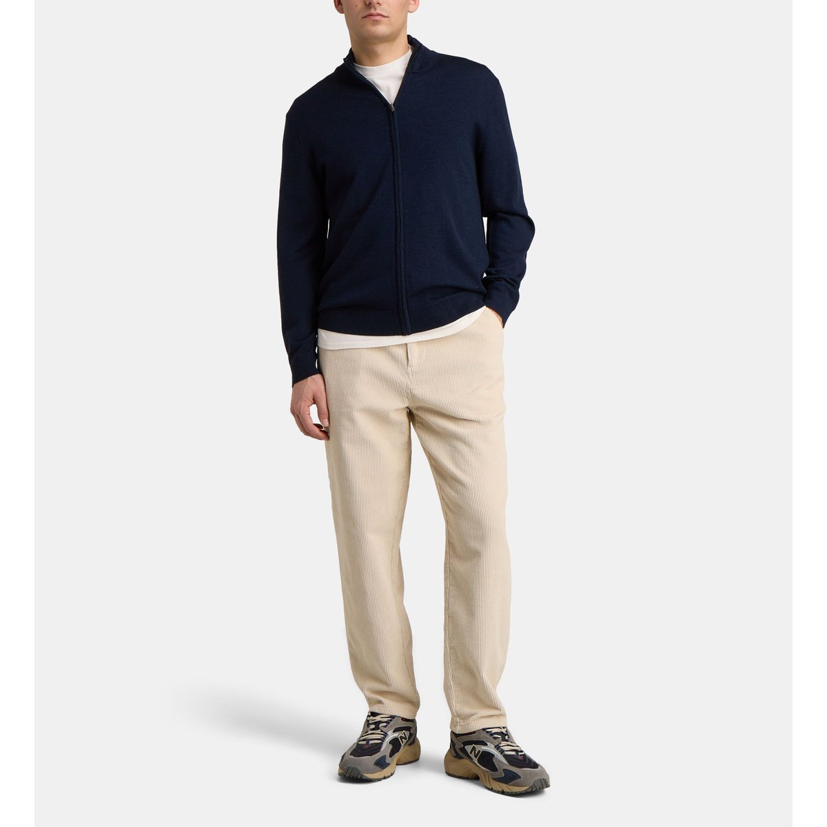 Gilet terigil en laine mérinos bleu marine, GALERIES LAFAYETTE