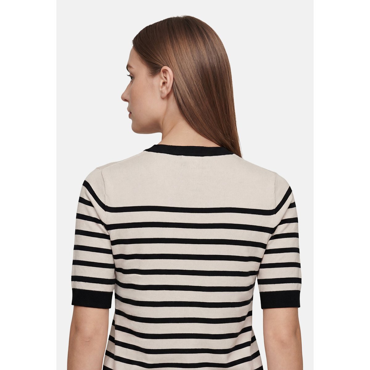 Pull-over en fine maille manches courtes patch beige/black, BETTY BARCLAY