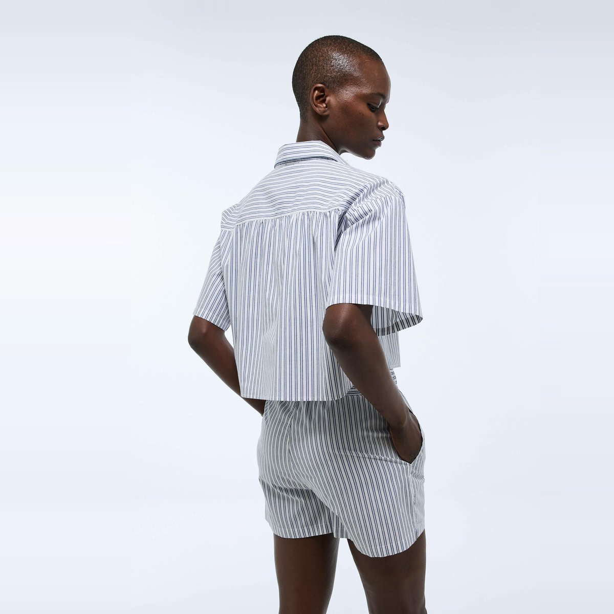 Chemise de plage à rayures en coton BIO GOTS electrique, MONOPRIX