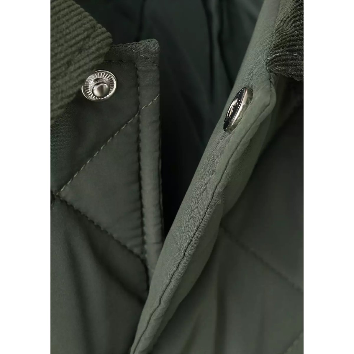 Quilted jacket with corduroy collar kaki, MANGO KIDS