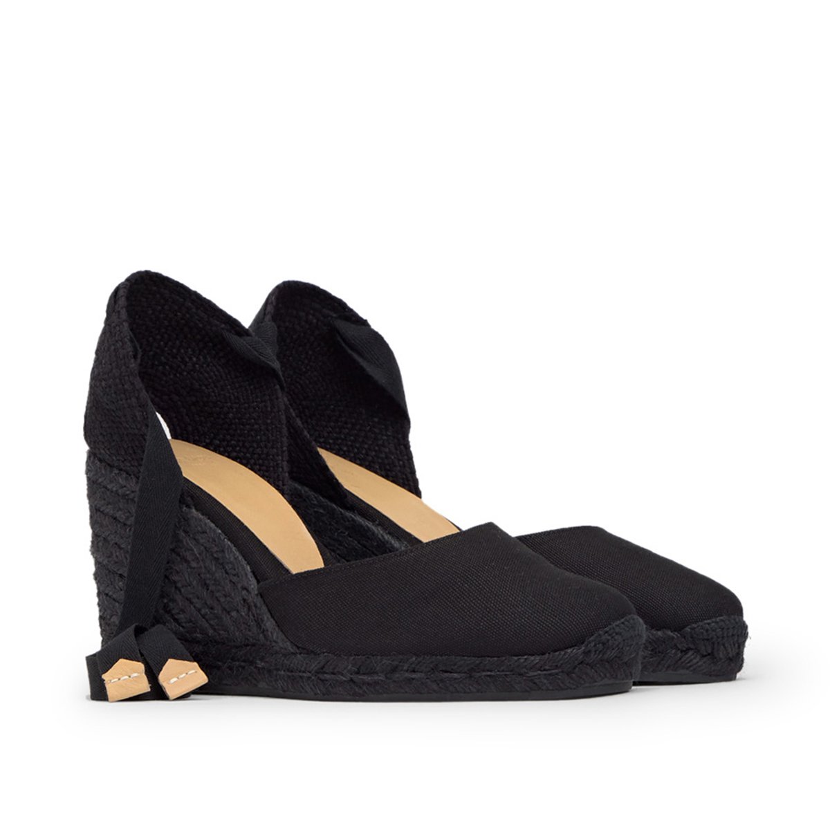 Espadrilles compensées à lacets avec plateforme tressée CARINA PLATFORM noir, CASTANER