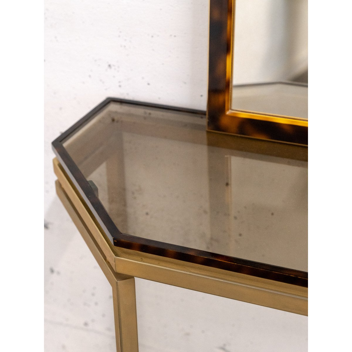 Console coiffeuse avec miroir imitation écaille de tortue Louise N°318 - Bon état miroir, DEBONGOUT