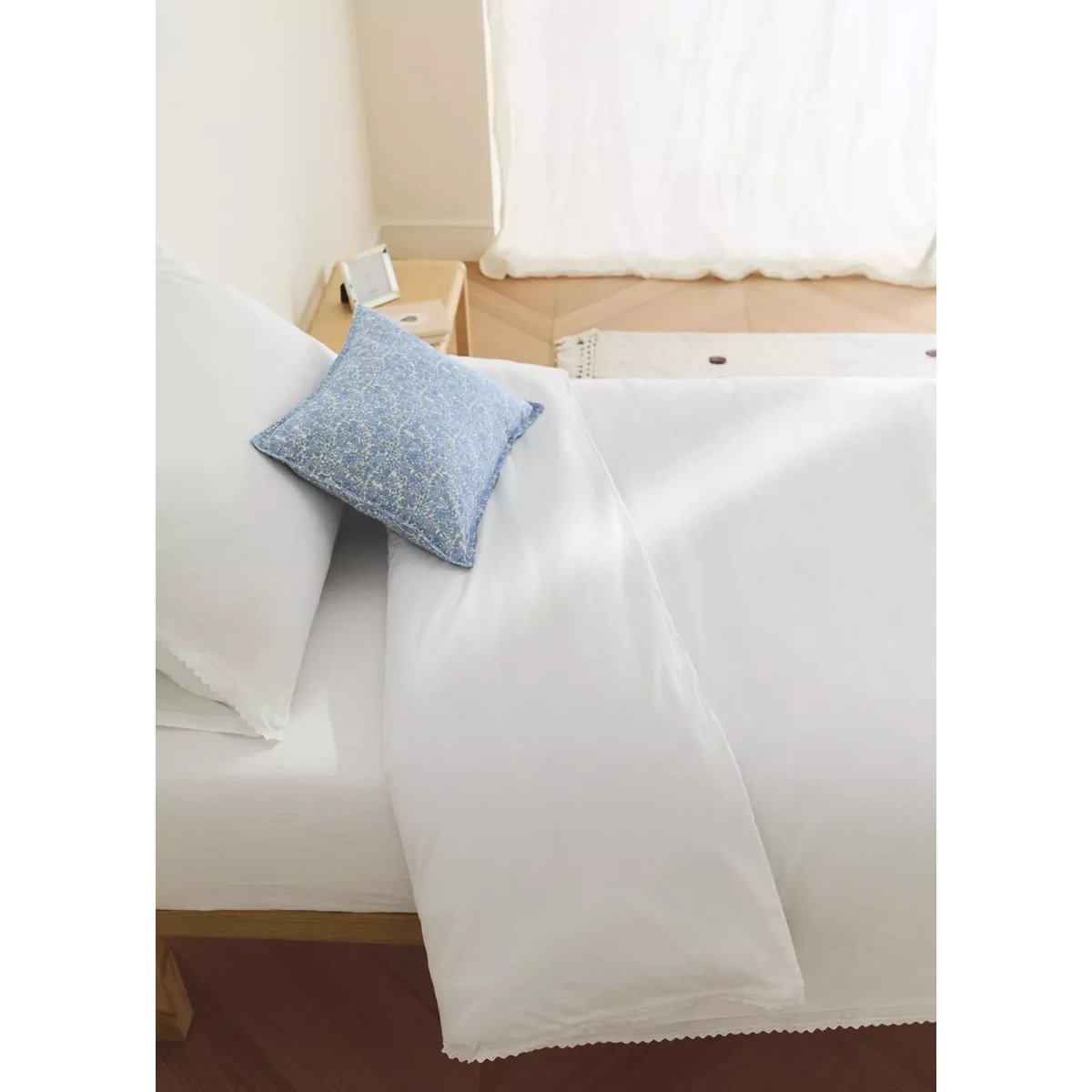 Housse de couette enfant percale garment-washed Lit 90 cm blanc, MANGO HOME