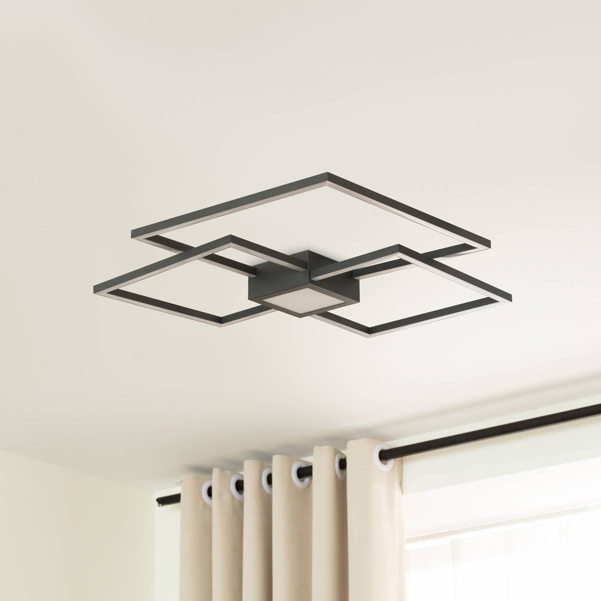 Plafonnier en aluminium moderneLED, Duetto anthracite, LINDBY