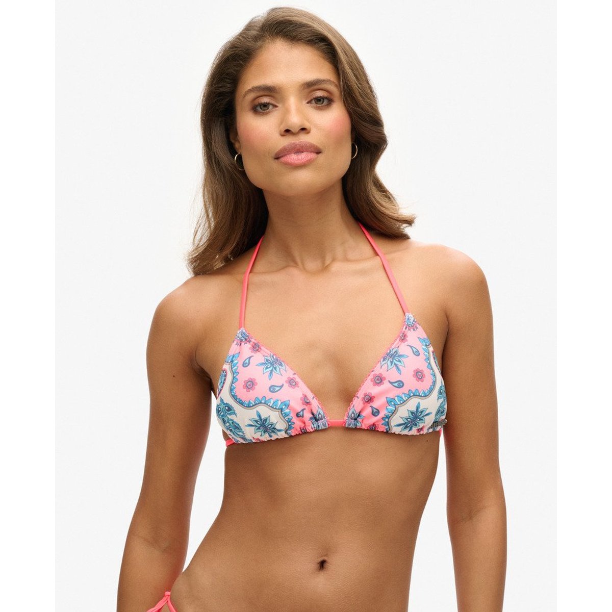 Haut de bikini triangle à nouer bandana rose, SUPERDRY