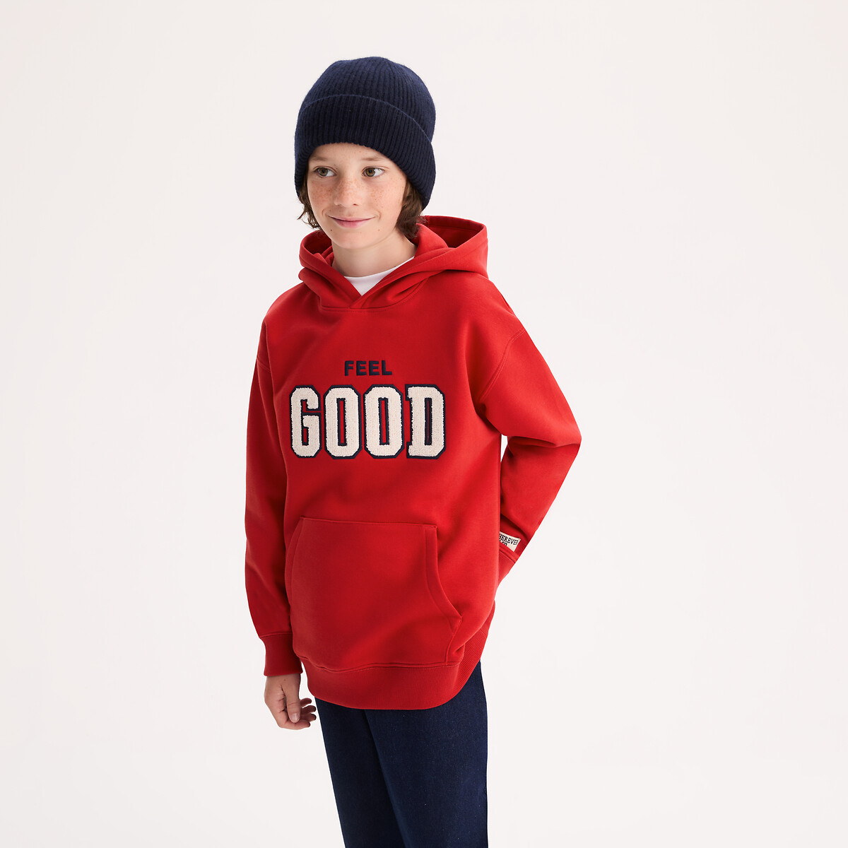 Sweat à capuche imprimé rouge, LA REDOUTE COLLECTIONS