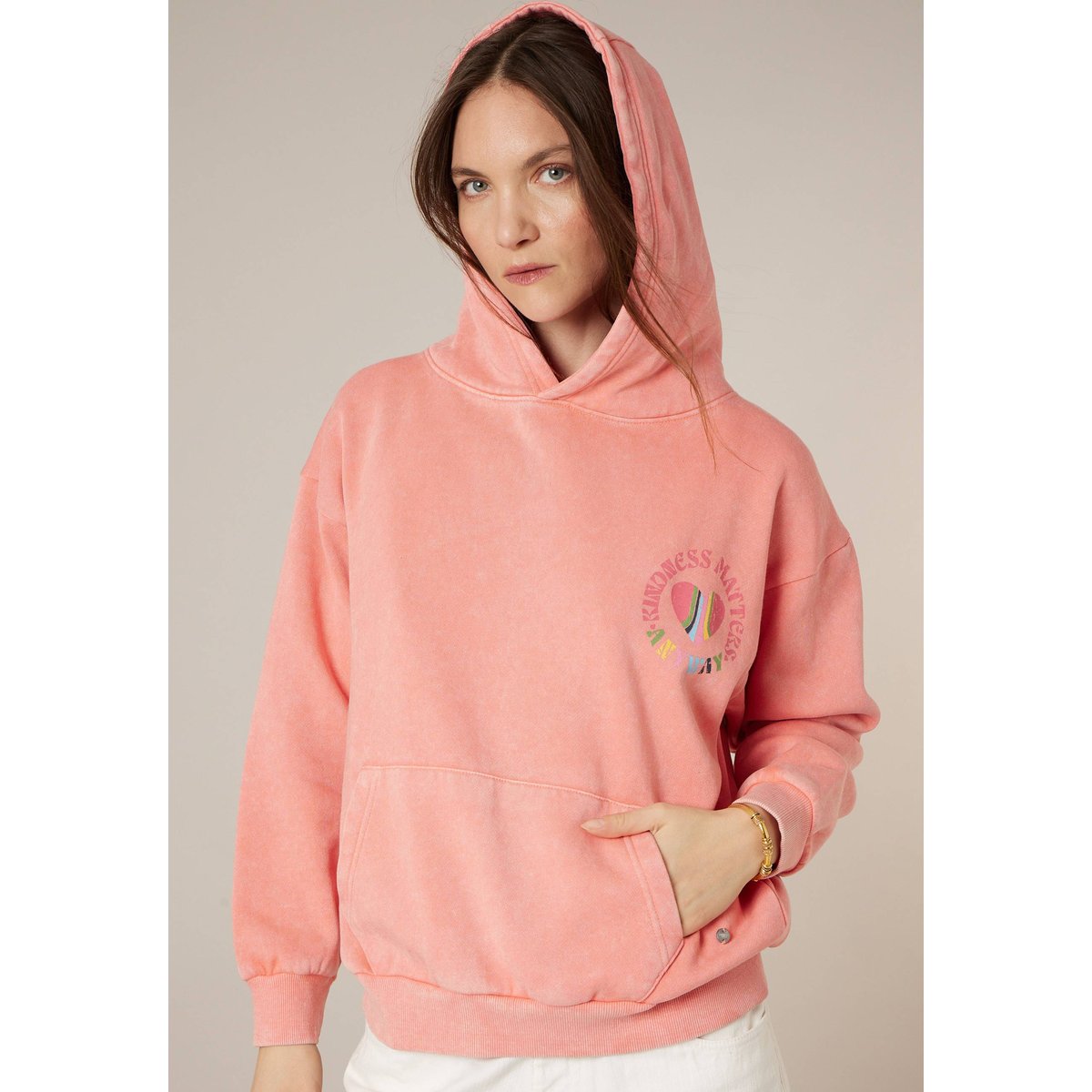 Sweat femme en coton ORENA tangerine, DEELUXE