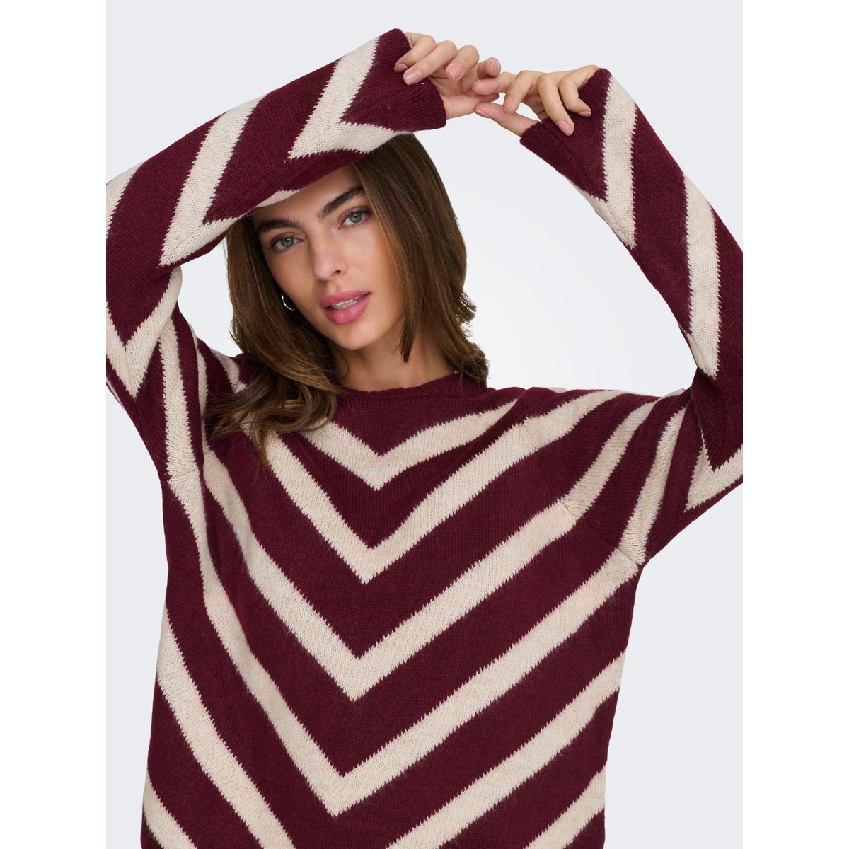 Pull en fine maille rayée zinfandel, ONLY