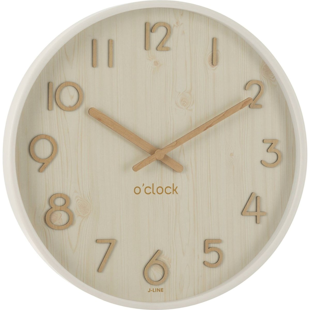 Horloge murale en bois grand format blanc et bois clair, RECOLLECTION