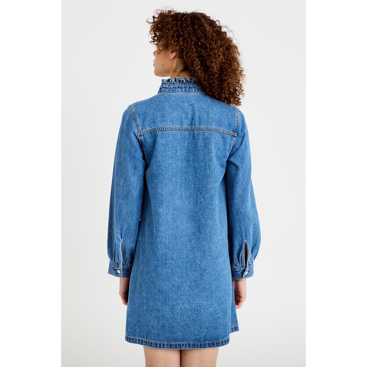 Robe évasée jean col montant denim double stone, CACHE CACHE