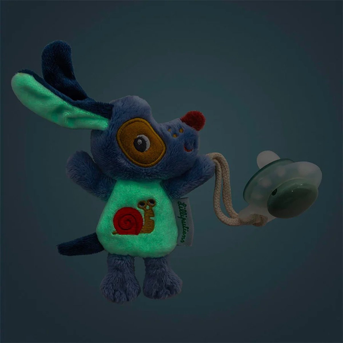 Attache tétine phosphorescent jules le chien bleu, LILLIPUTIENS