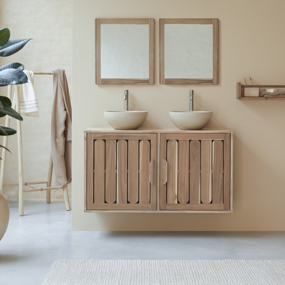 Meuble Salle De Bain en Acacia massif, LILA naturel, TIKAMOON