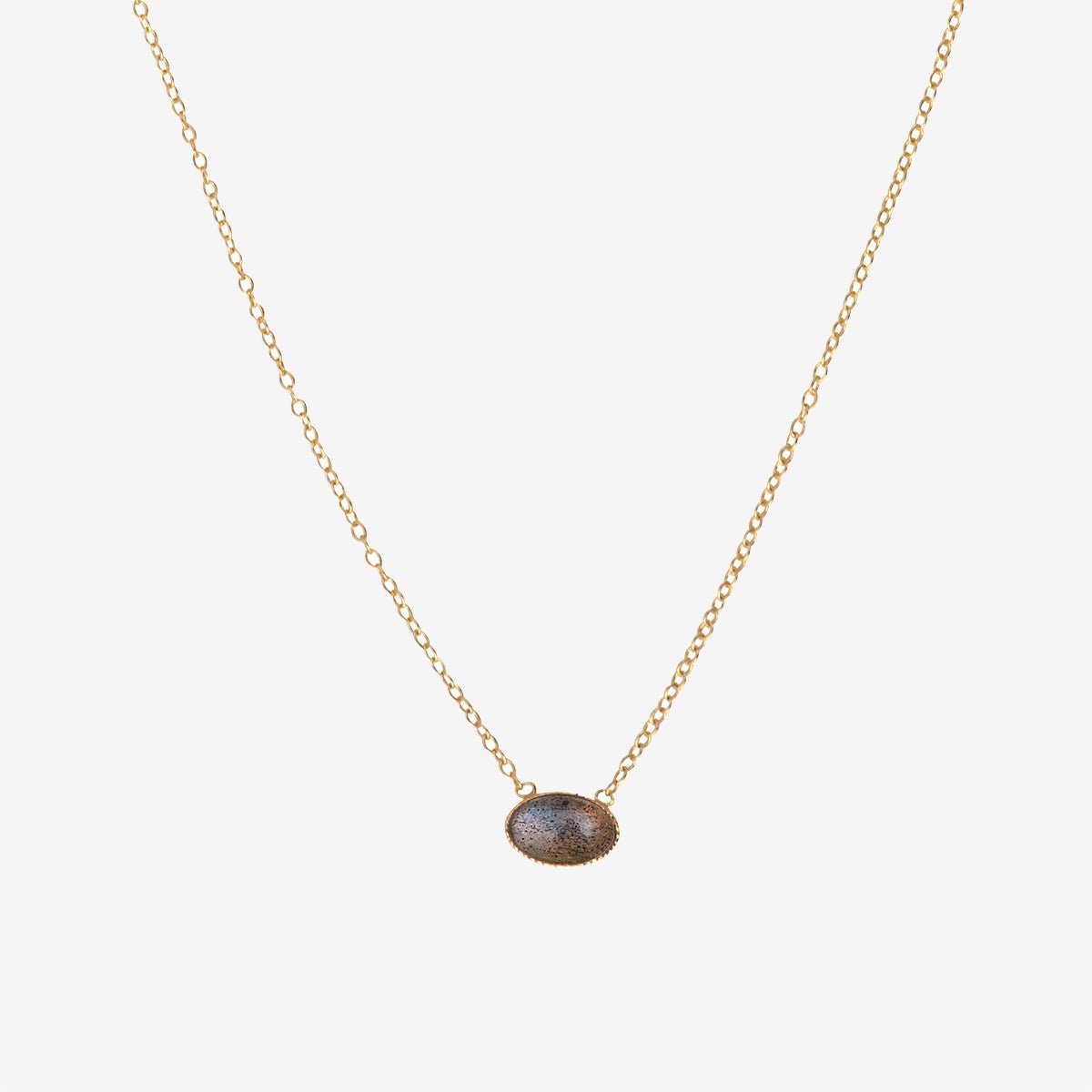 Collier cab ovale labradorite gris, CAROLINE NAJMAN
