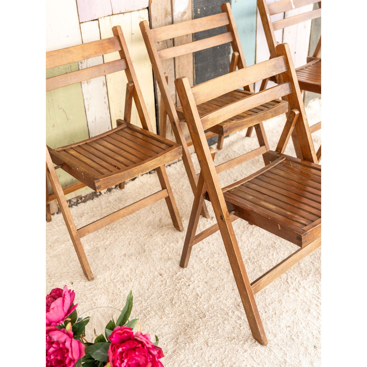 Lot de 5 chaises en bois Claude N°1412 - Bon état bois foncé, DEBONGOUT