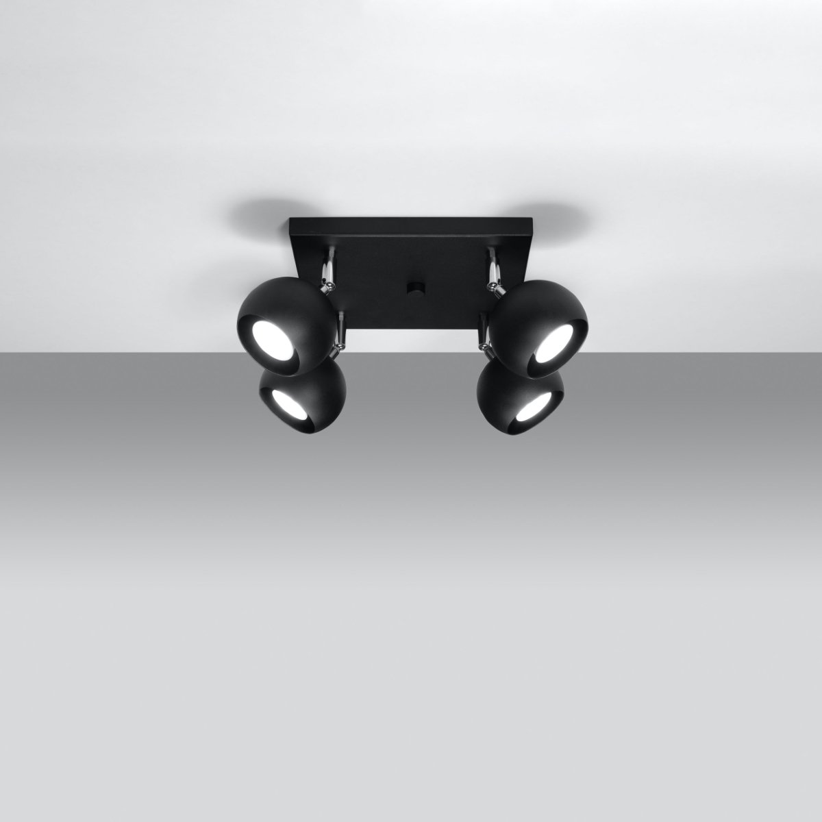 Plafonnier Acier Noir GU10 4 Oculare noir, EDEN