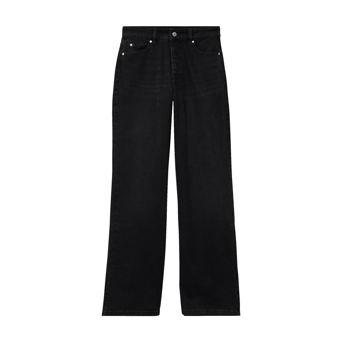 Jeans large taille haute denim noir, BONOBO