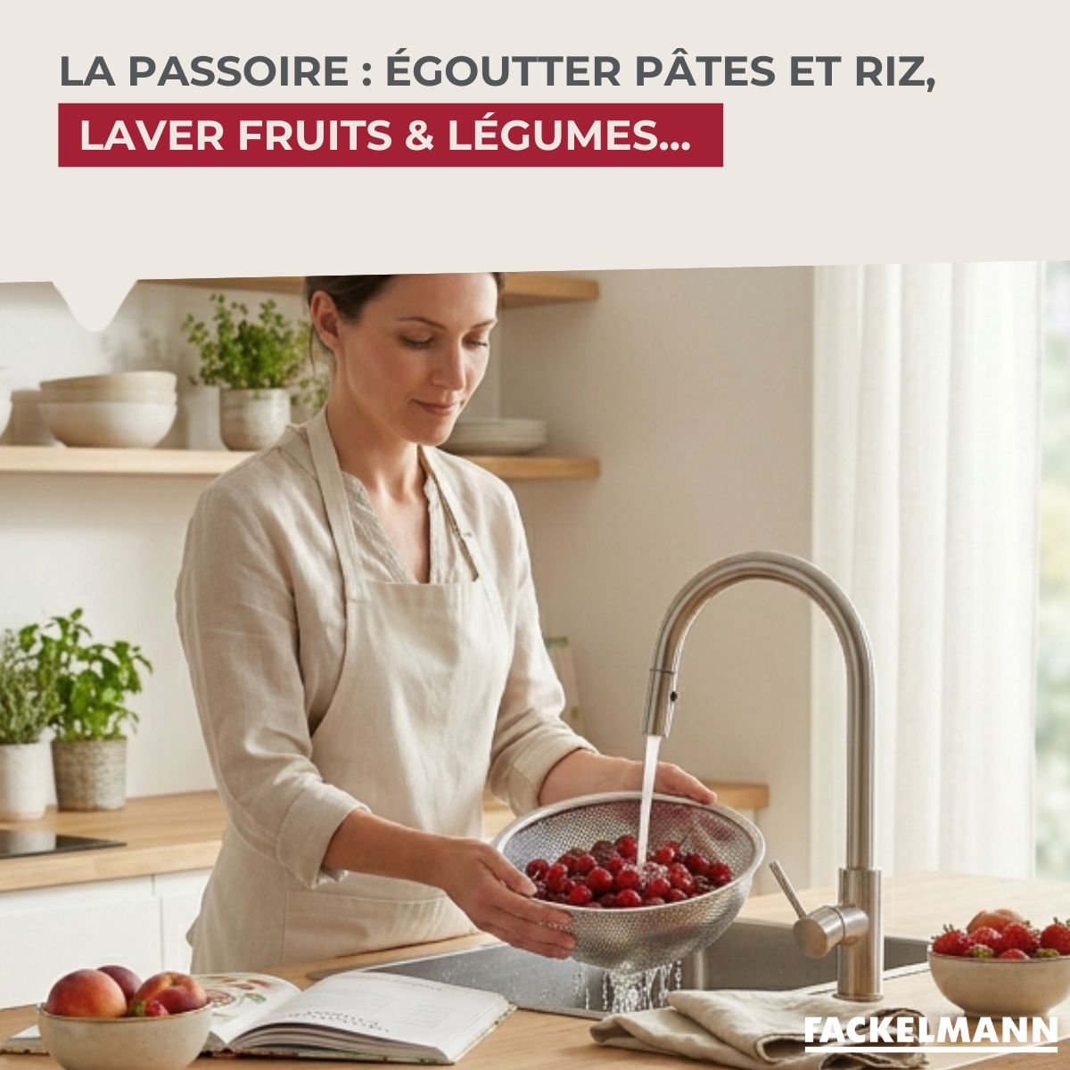 Set 3 en 1 Bol à Mixer, Râpe et Passoire 26 cm gris, FACKELMANN