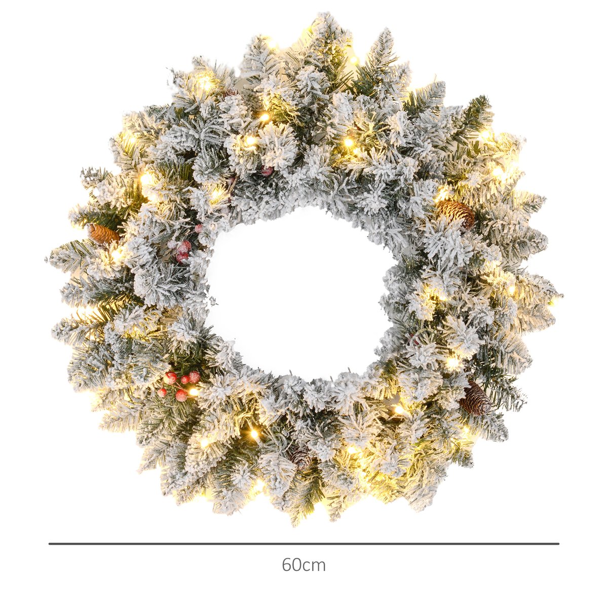 Couronne de Noël Plastique Vert vert, HOMCOM