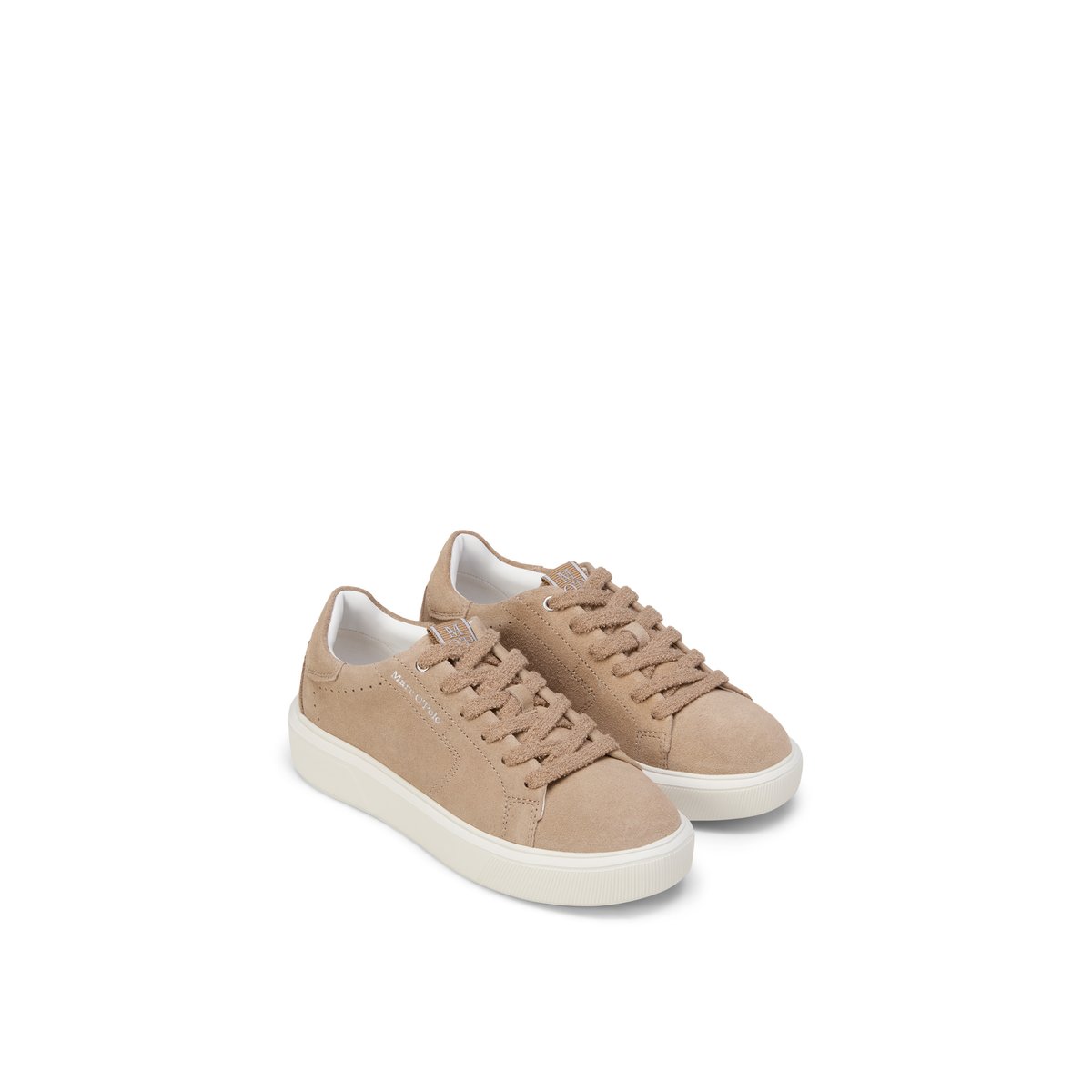 Baskets en cuir velours doux beige, MARC O'POLO