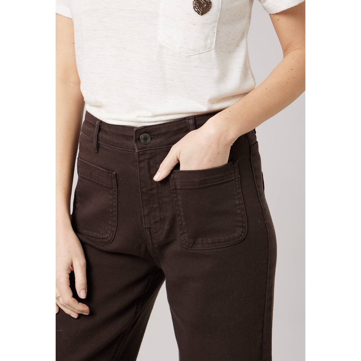Jean wide leg femme LIZETTE brown, DEELUXE