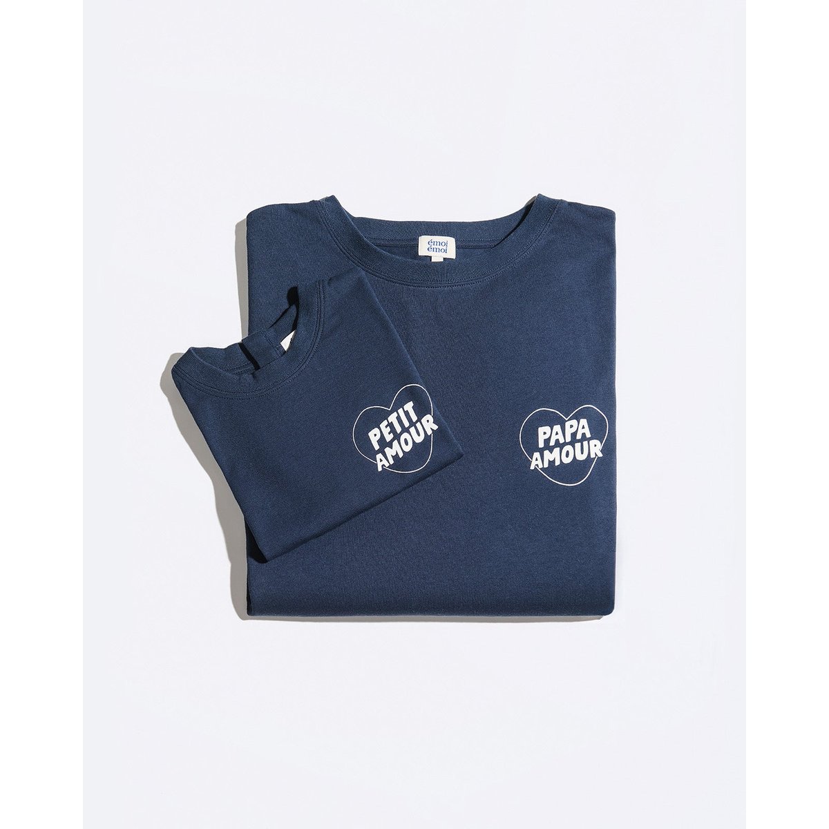 T-shirt Petit amour en coton bio bleu charbon, EMOI EMOI