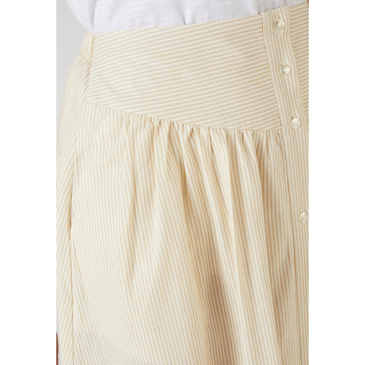Jupe rayée mélange lin marron beige rayé, DAMART
