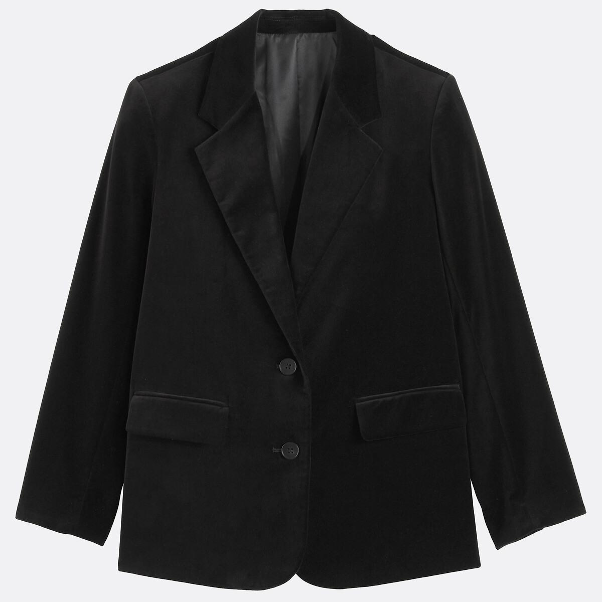 Veste droite oversize, en velours lisse, Signature ALIENOR noir, LA REDOUTE COLLECTIONS