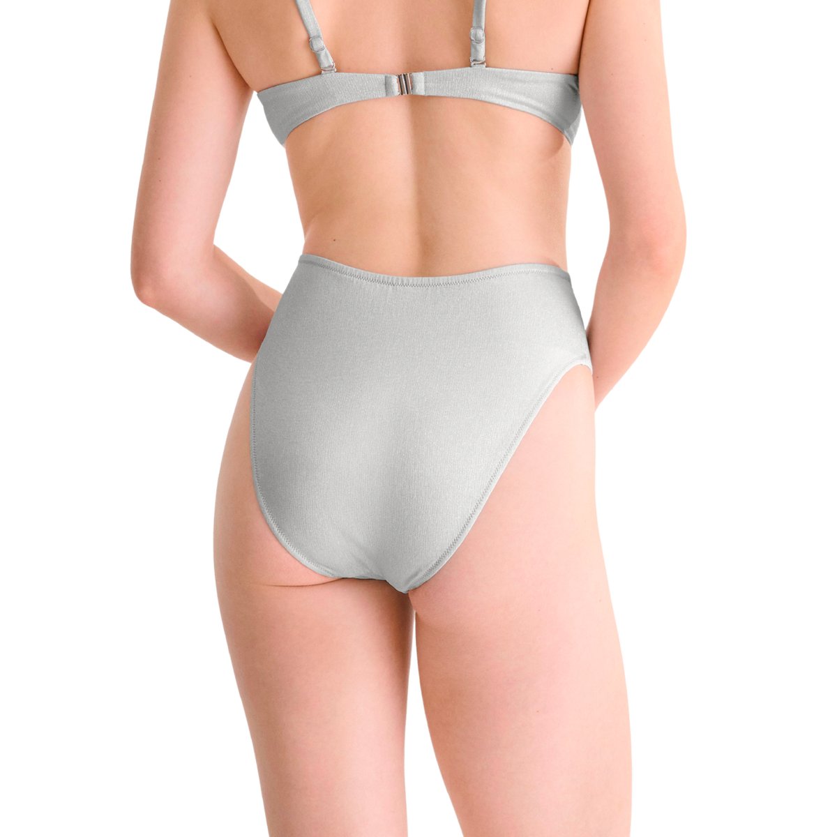 Bas maillot slip de bain échancré taille haute BLUE LAGOON argent, LISCA