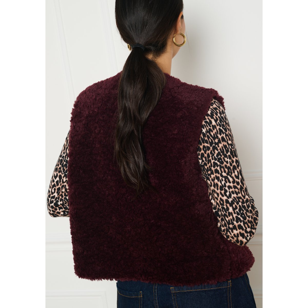 Veste sans manches teddy bordeau wine, LOLALIZA