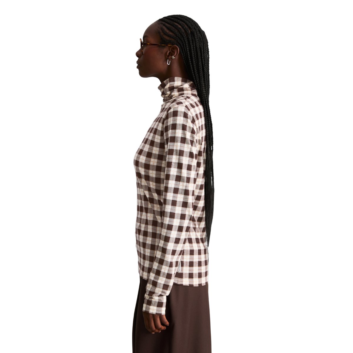 T-shirt à col roulé imprimé, manches longues, coupe slim en jersey slub peigné blanc, MARC O’POLO DENIM