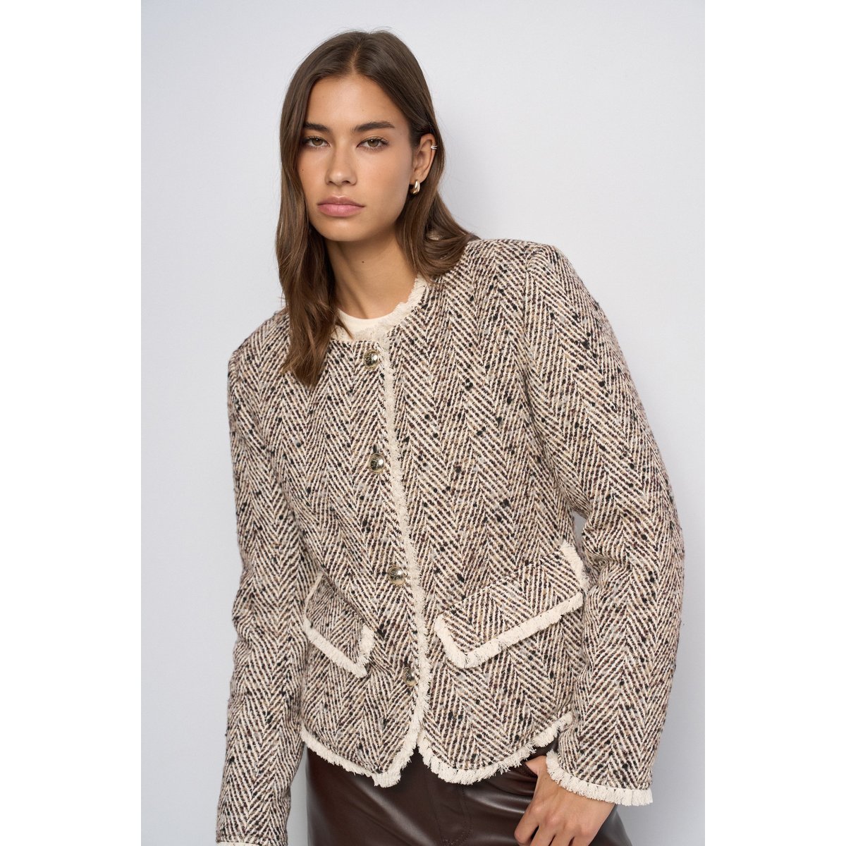 VESTE EN TWEED MATELASSÉE marron, SALSA JEANS