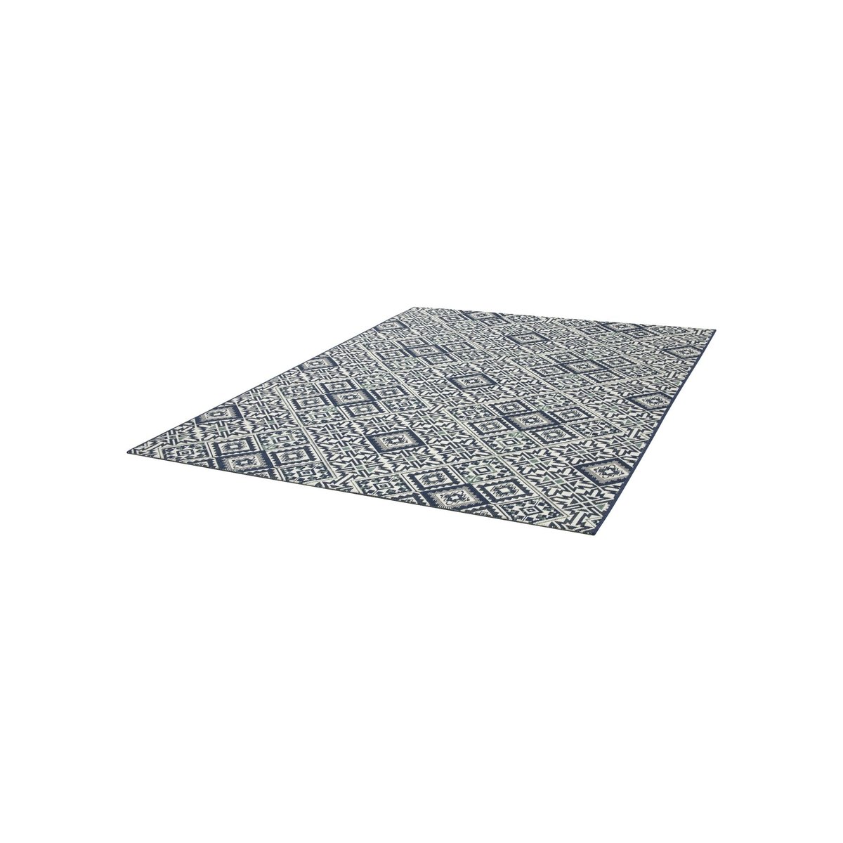 Tapis graphique intérieur extérieur NAZARE bleu naturel, AFK LIVING