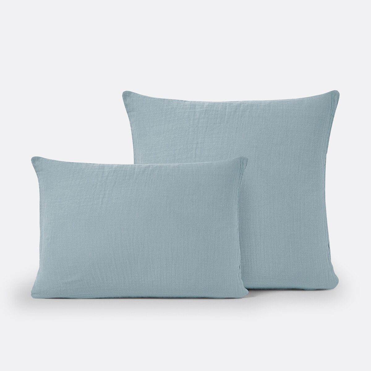 Taie d'oreiller unie gaze de coton, Kumla bleu gris, LA REDOUTE INTERIEURS