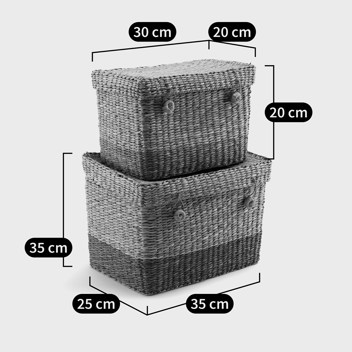 Set van 2 koffers in strogras, Fanero naturel, LA REDOUTE INTERIEURS