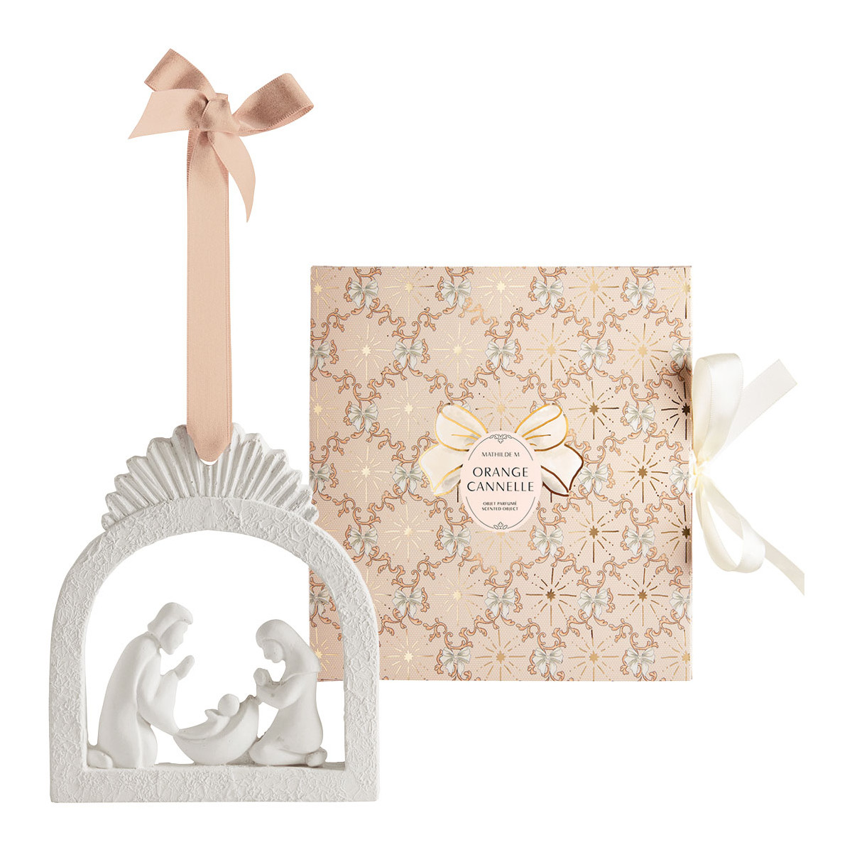 Crèche parfumée Orange Cannelle RUBANS DE FÊTE blanc, MATHILDE M