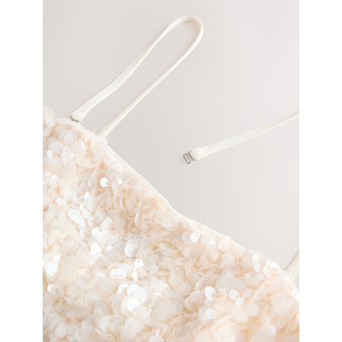 Robe courte bandeau grande occasion à sequins paillettes blanches, NEXT