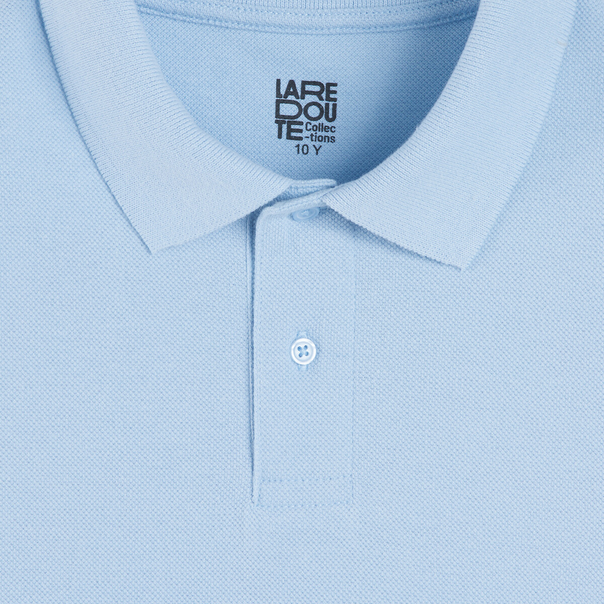 Polo manches courtes en coton piqué bleu ciel, LA REDOUTE COLLECTIONS