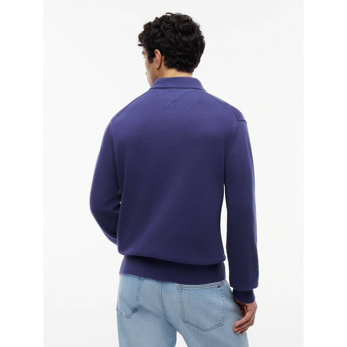 Camisola slim-fit, gola polo azul , TOMMY JEANS