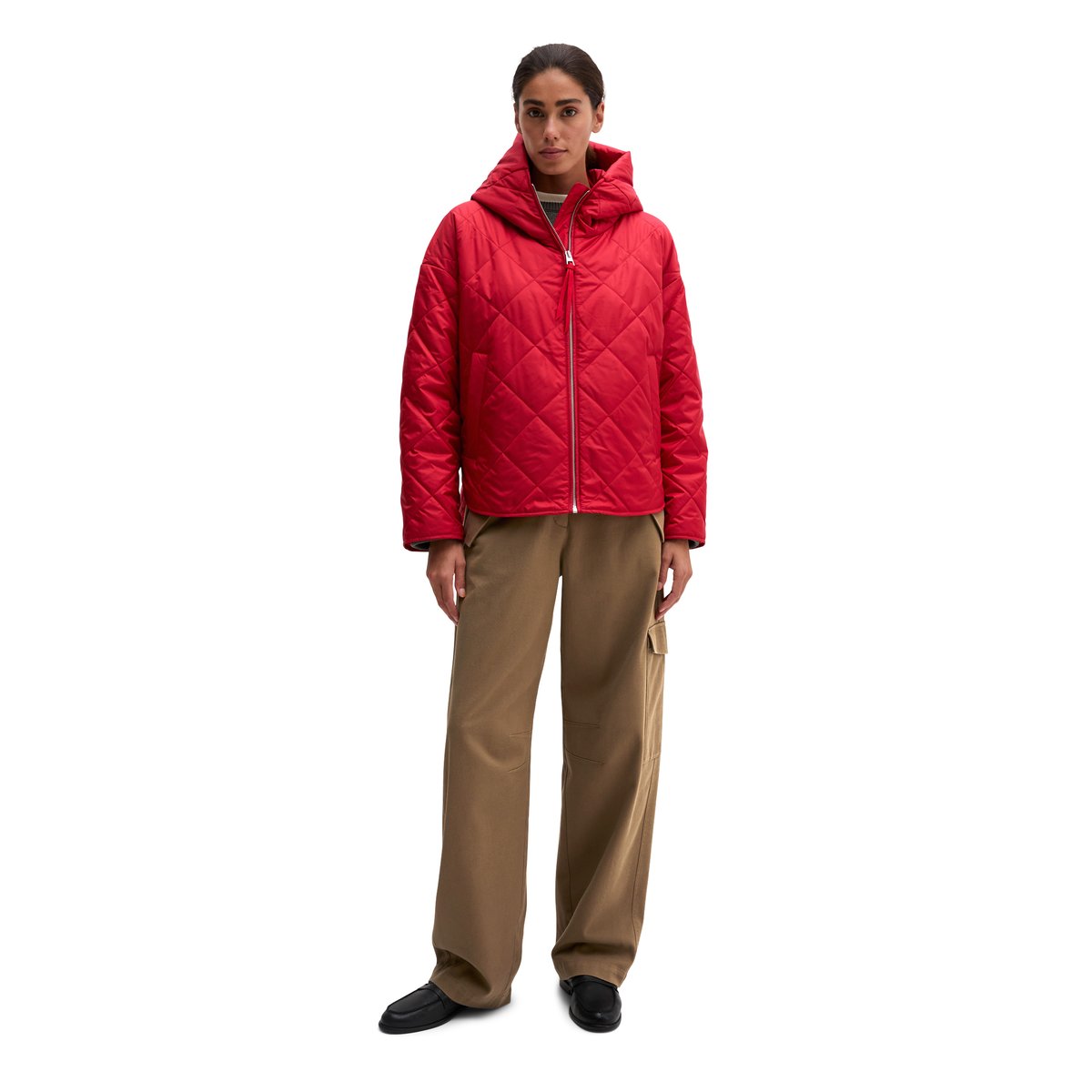 Veste matelassée à capuche, coupe décontractée en polyester recyclé rouge, MARC O'POLO