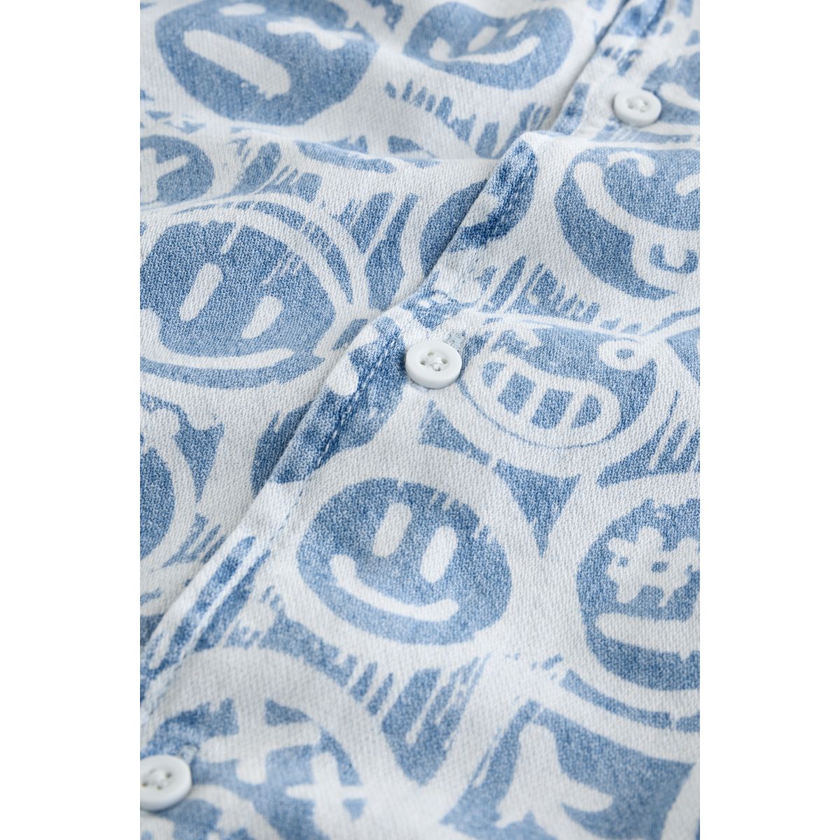 Chemise manches courtes imprimée col revers visage bleu aop, NEXT