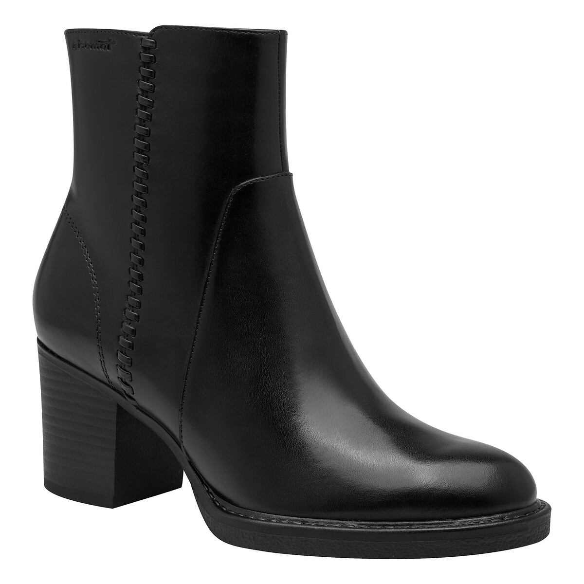 Botines de piel con tacón negro, TAMARIS