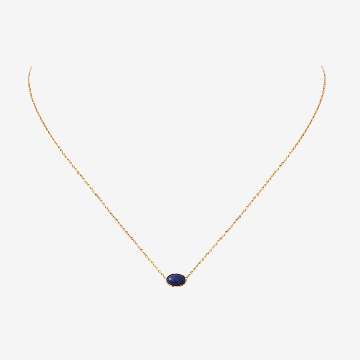 Collier doré lapis lazuli - cab ovale lapis lazuli bleu, CAROLINE NAJMAN
